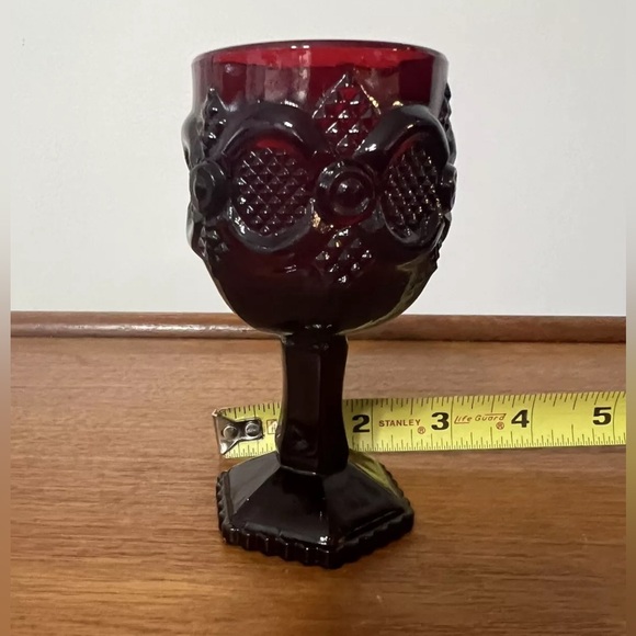 Vintage Avon Cape Cod 1876 Ruby Red Glass 1 Small Cordial Wine Goblet Textured - Picture 9 of 10